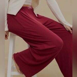 Aerie Real Soft Ribbed Pj Pants Cherry Tart S